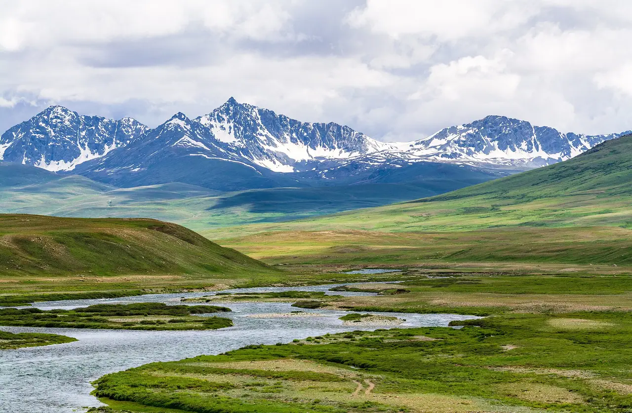 Flussarme, Wiesen und Bergketten im Deosai-Nationalpark