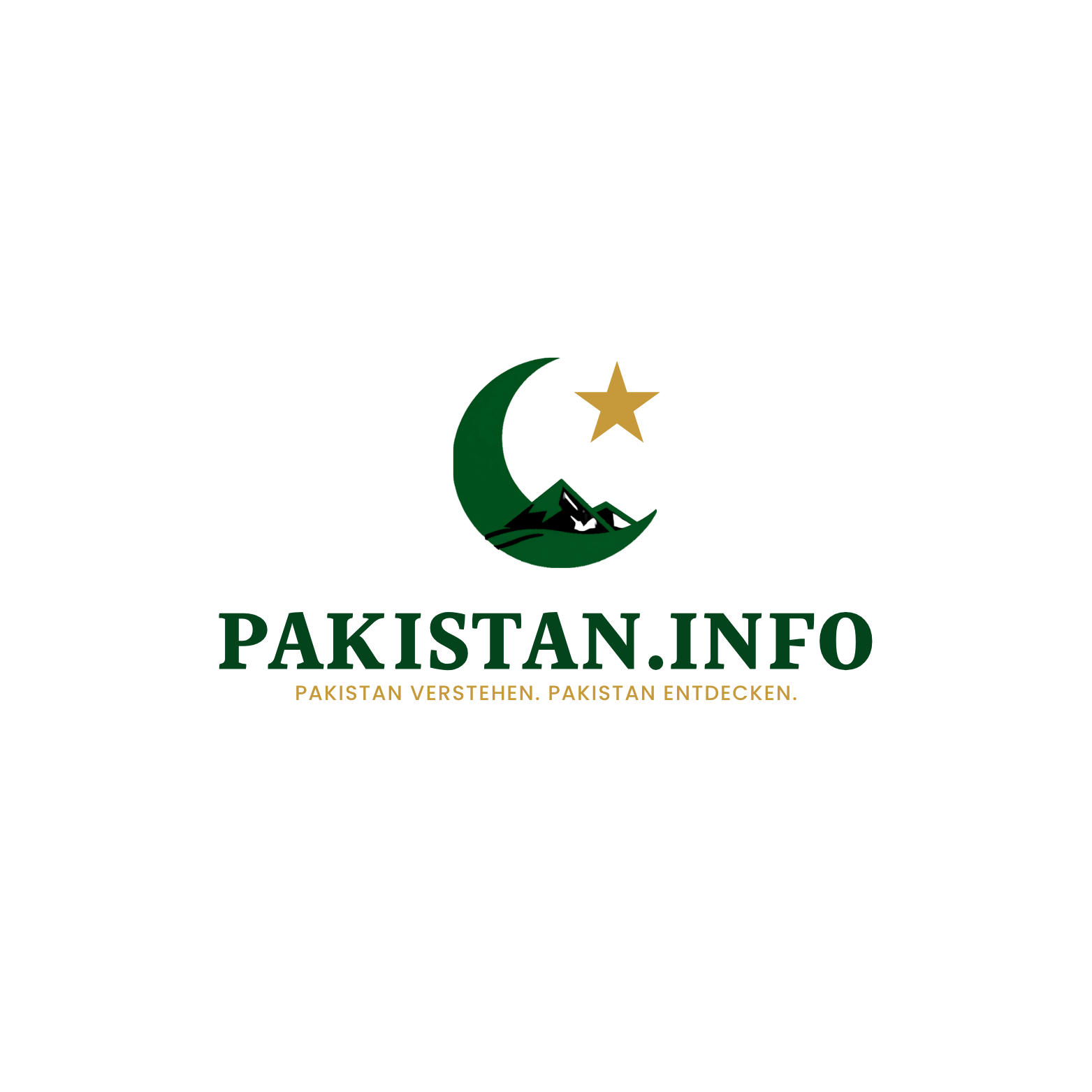 Pakistan Portal Logo mit Halbmond, Stern und Bergen